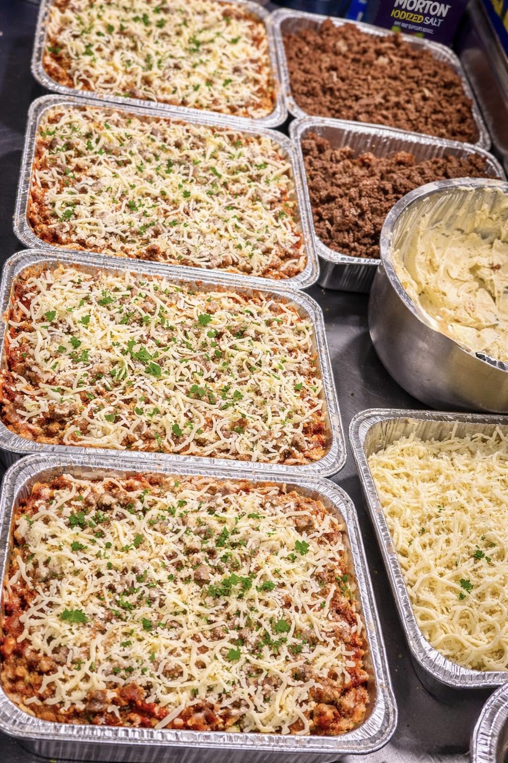 Prepared trays of Italian entrées ready for baking